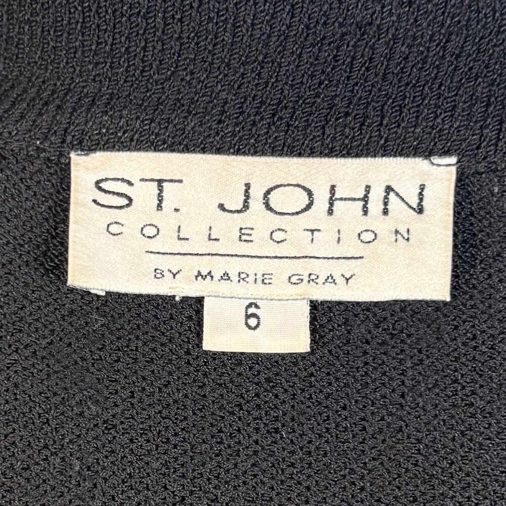 St John Collection Black Knit Jacket Women’s Size 6 Gold Trim Military Style - Picture 9 of 9